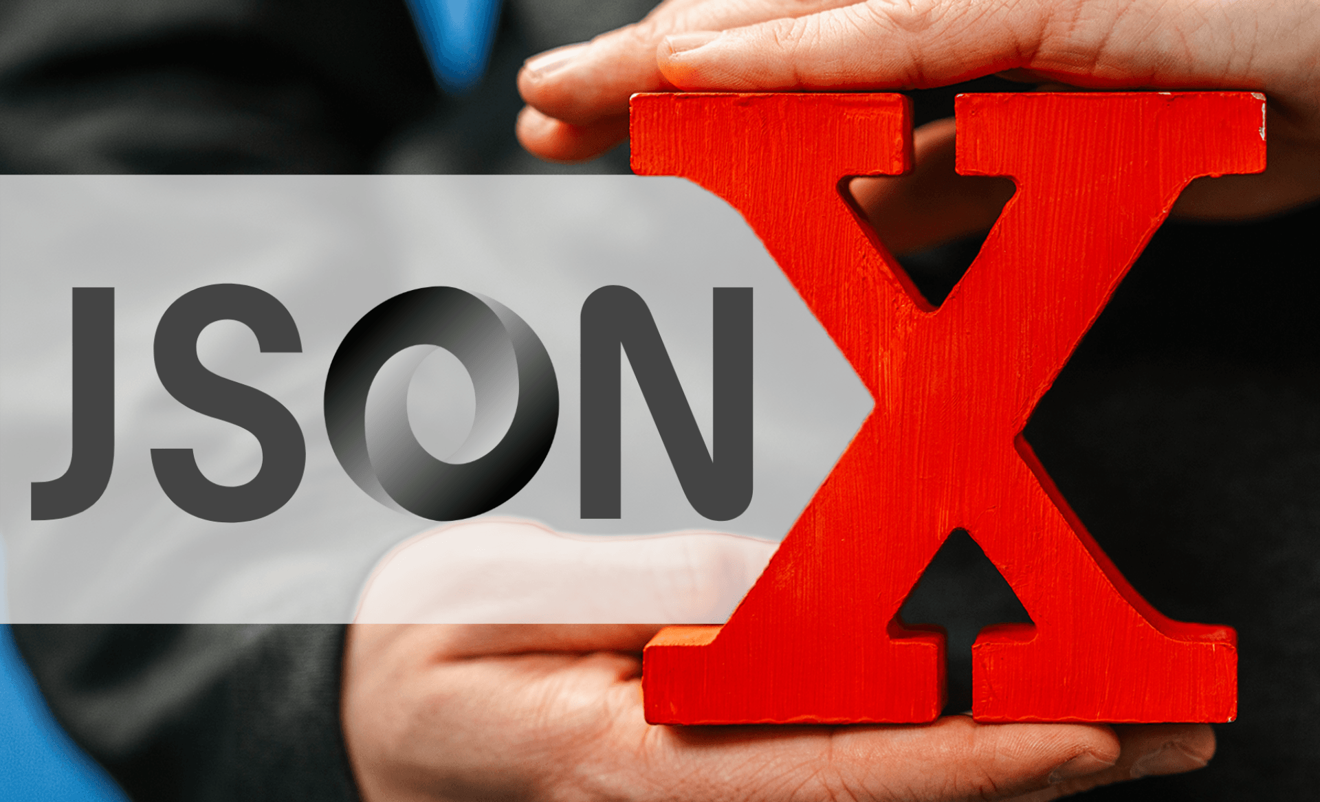 Beitragsbild zum NEXIpedia-Glossarbeitrag: JSON neben rotem X