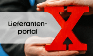 Beitragsbild zum NEXIpedia-Glossarbeitrag: Text "Lieferantenportal" neben rotem X