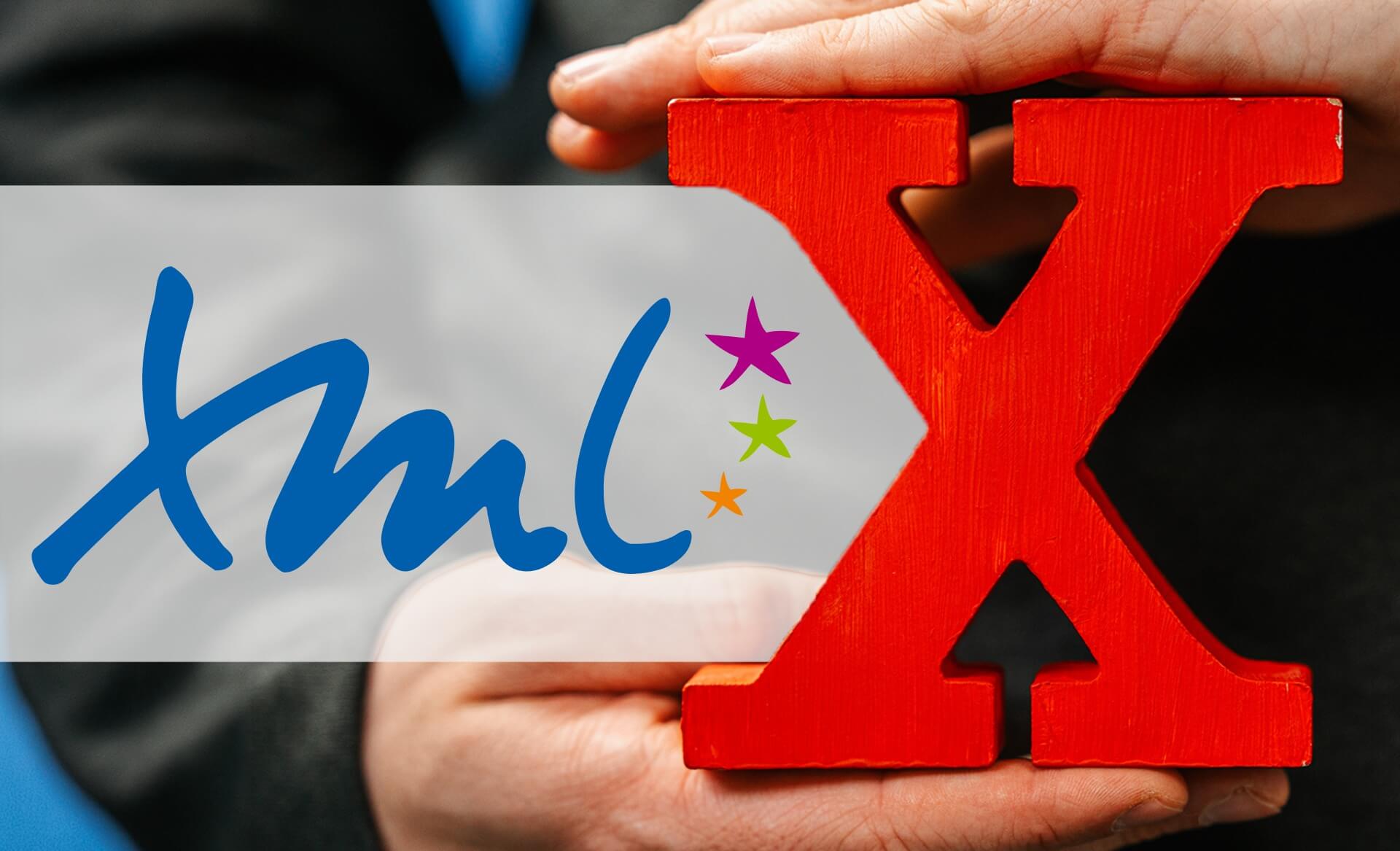 Beitragsbild zum NEXIpedia-Glossarbeitrag: XML neben rotem X