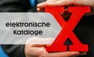 Beitragsbild zum NEXIpedia-Glossarbeitrag: elektronische Kataloge neben rotem X