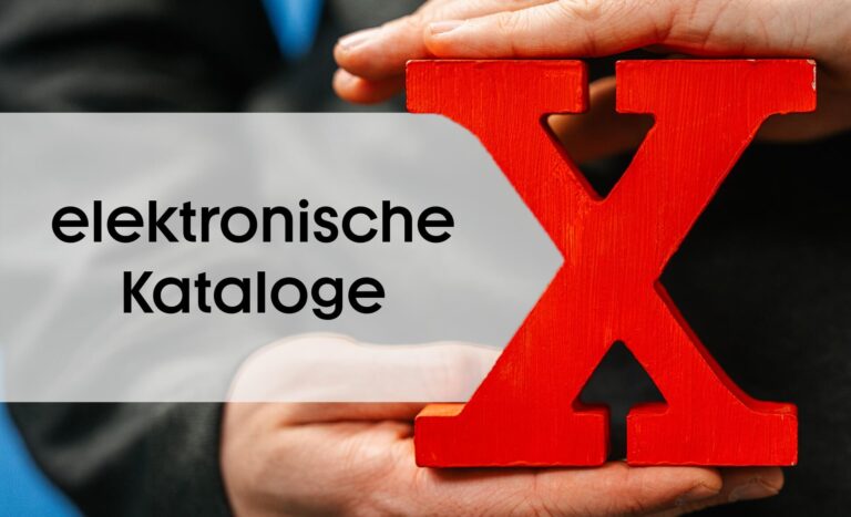 Beitragsbild zum NEXIpedia-Glossarbeitrag: elektronische Kataloge neben rotem X