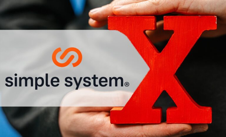 Beitragsbild zum NEXIpedia-Glossarbeitrag: Logo simple system neben rotem X
