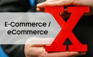 Beitragsbild zum NEXIpedia-Glossarbeitrag: E-Commerce neben rotem X