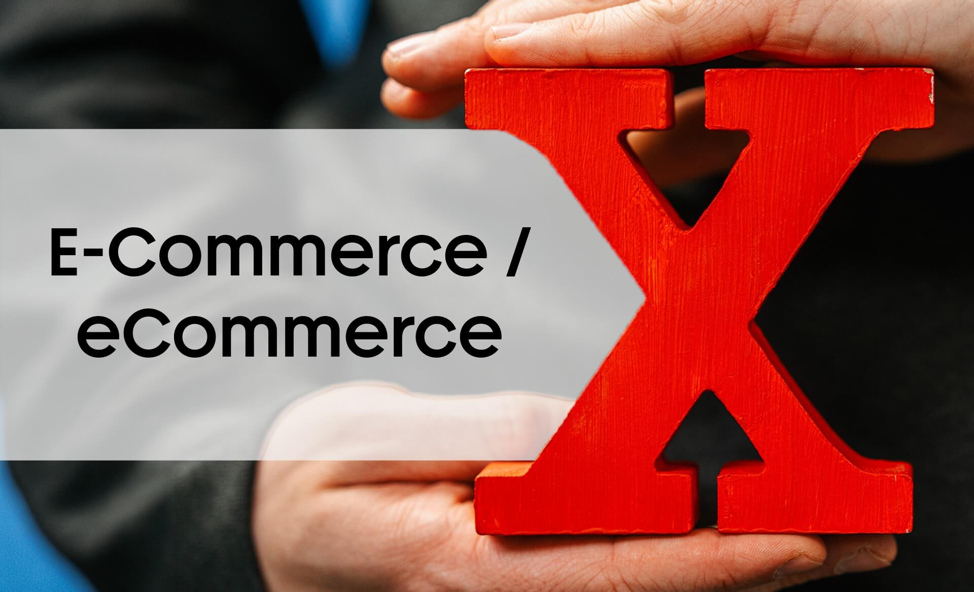 Beitragsbild zum NEXIpedia-Glossarbeitrag: E-Commerce neben rotem X