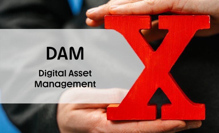 Beitragsbild zum NEXIpedia-Glossarbeitrag: DAM (Digital Asset Management) neben rotem X